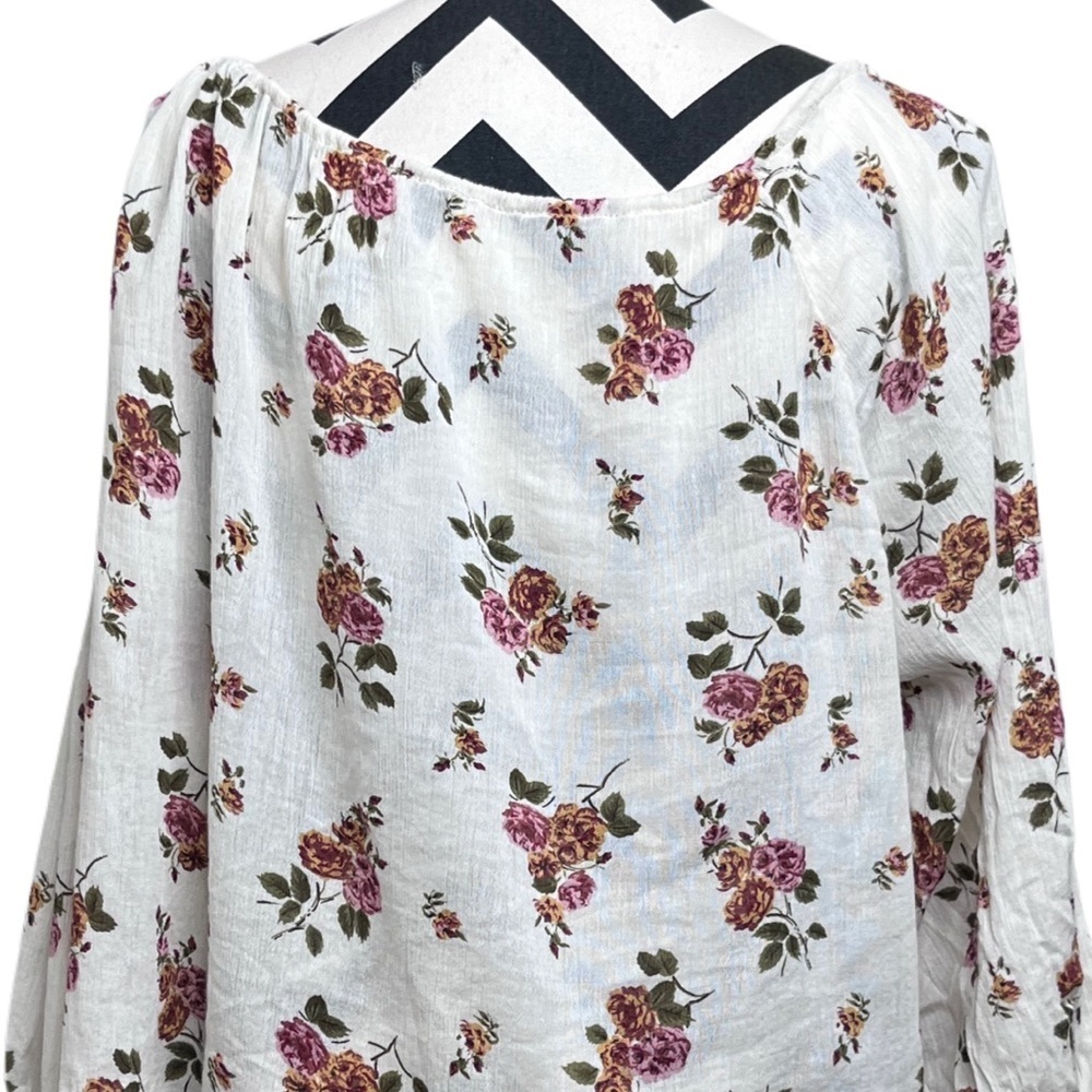 Denim & Supply Ralph Lauren RL Boho Floral Cottagecore Sz M Puff-Sleeve Blouse - Picture 6 of 12